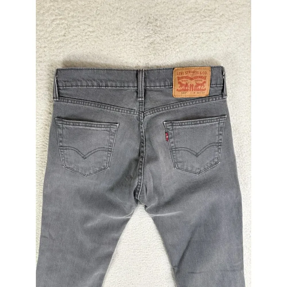 Levis 511 Jeans Mens 30x30 Gray Slim Fit Wash Stretch Denim Emo Grunge Skater